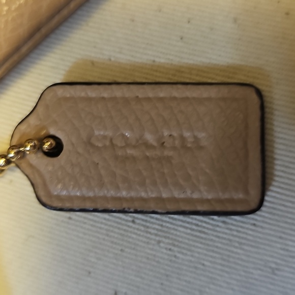 Coach Corner Zip Taupe Leather Wristlet - Picture 3 of 3